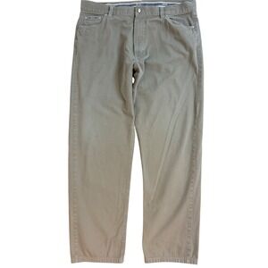 HUGO BOSS ALABAMA Mens 40x34 Tan Cotton Flat Front Pants Made in Italy